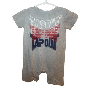 Tapout Baby Boys Gray Graphic Romper Short Sleeve Bodysuit One Piece MMA Sporty